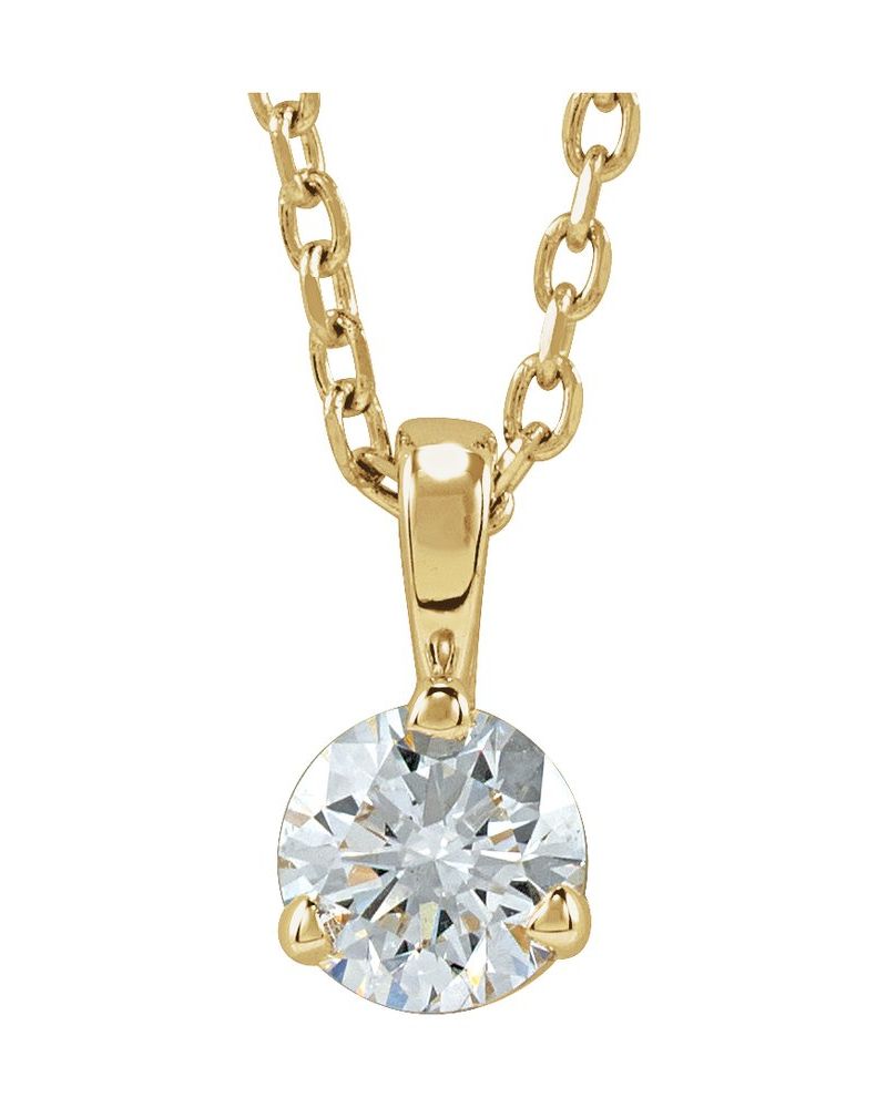 Colar Solitário em Ouro 14k com Diamantes de Laboratório