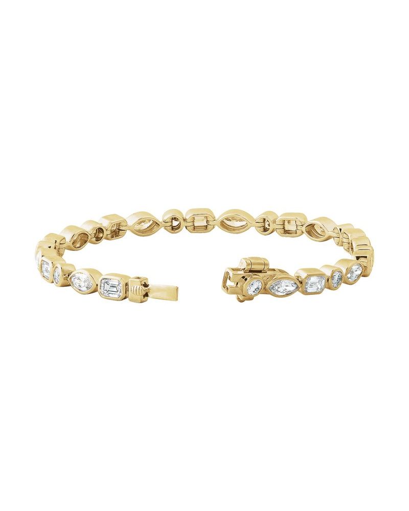 Pulseira Formatos Mistos Riviera em Ouro 14k com Diamantes de Laboratório