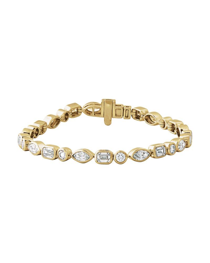 Pulseira Formatos Mistos Riviera em Ouro 14k com Diamantes de Laboratório