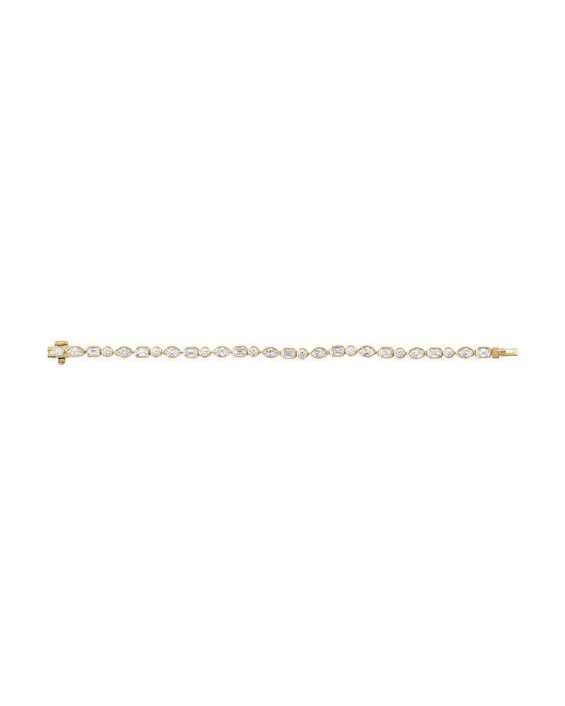 Pulseira Formatos Mistos Riviera em Ouro 14k com Diamantes de Laboratório