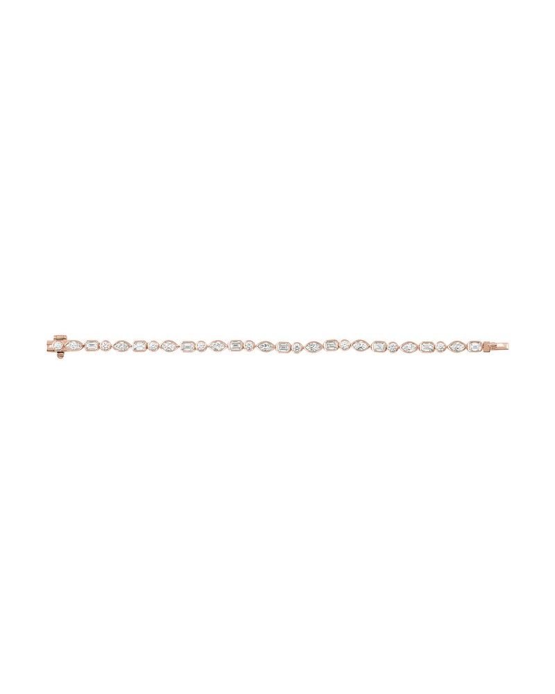 Pulseira Formatos Mistos Riviera em Ouro 14k com Diamantes de Laboratório