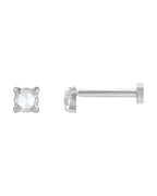 Brinco Ponto de Luz Redondo Lapidação Rosa Quatro Garras em Ouro 14k com Diamantes Naturais