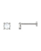 Brinco Ponto de Luz Redondo Lapidação Rosa Quatro Garras em Ouro 14k com Diamantes Naturais