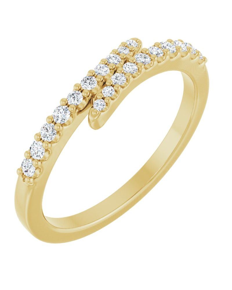 Anel Bypass Cravejado em Ouro 14k com Diamantes de Laboratório – Modelo 3