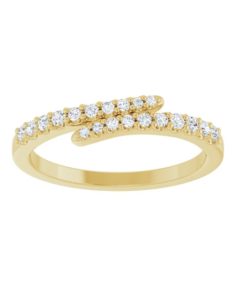 Anel Bypass Cravejado em Ouro 14k com Diamantes de Laboratório – Modelo 3