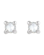 Brinco Ponto de Luz Redondo Lapidação Rosa Quatro Garras em Ouro 14k com Diamantes Naturais