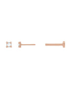 Brinco Ponto de Luz Redondo Lapidação Rosa Quatro Garras em Ouro 14k com Diamantes Naturais