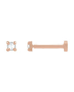 Brinco Ponto de Luz Redondo Lapidação Rosa Quatro Garras em Ouro 14k com Diamantes Naturais