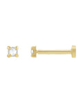 Brinco Ponto de Luz Redondo Lapidação Rosa Quatro Garras em Ouro 14k com Diamantes Naturais