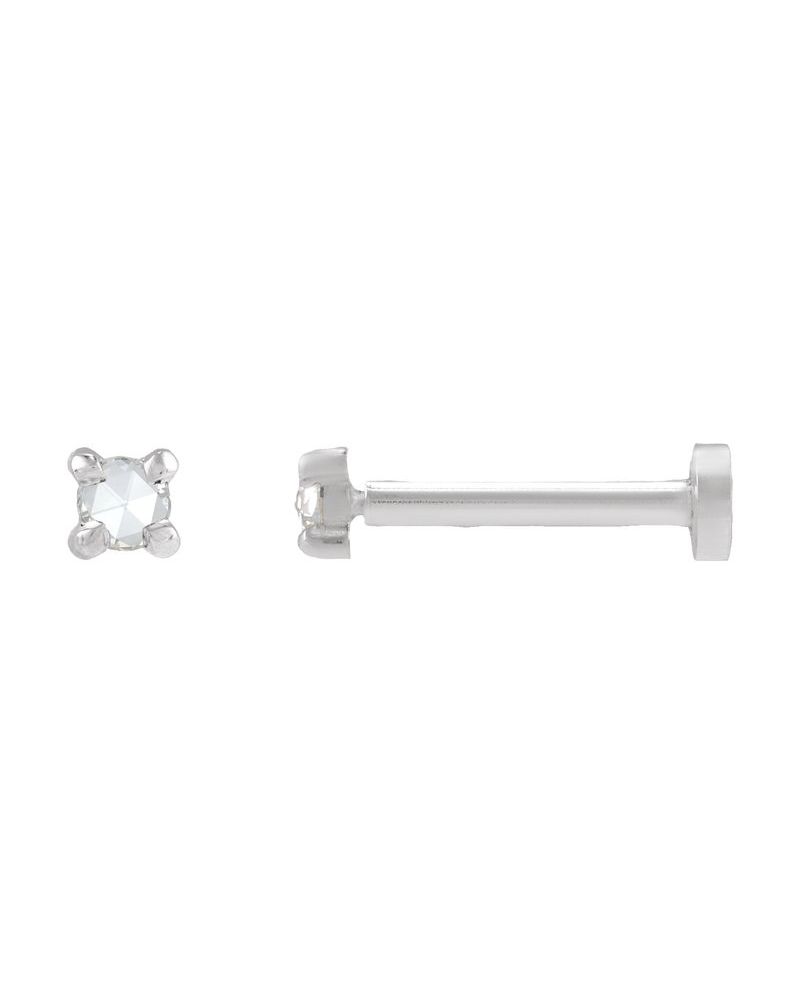 Brinco Ponto de Luz Redondo Lapidação Rosa Quatro Garras em Ouro 14k com Diamantes Naturais