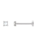 Brinco Ponto de Luz Redondo Lapidação Rosa Quatro Garras em Ouro 14k com Diamantes Naturais
