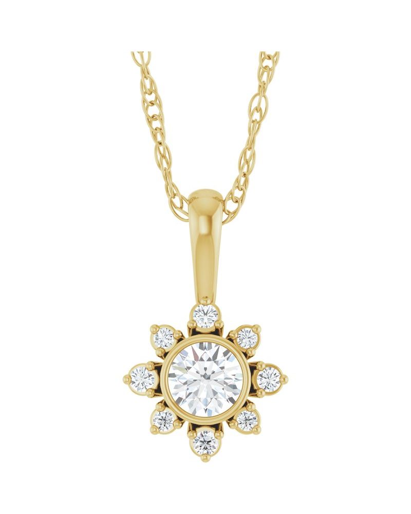 Colar Halo em Ouro 14k com Diamantes de Laboratório – Modelo 3