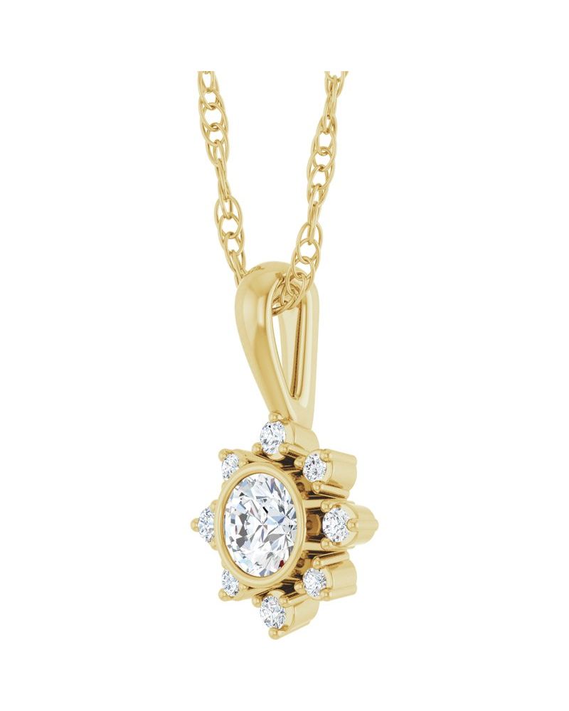 Colar Halo em Ouro 14k com Diamantes de Laboratório – Modelo 3