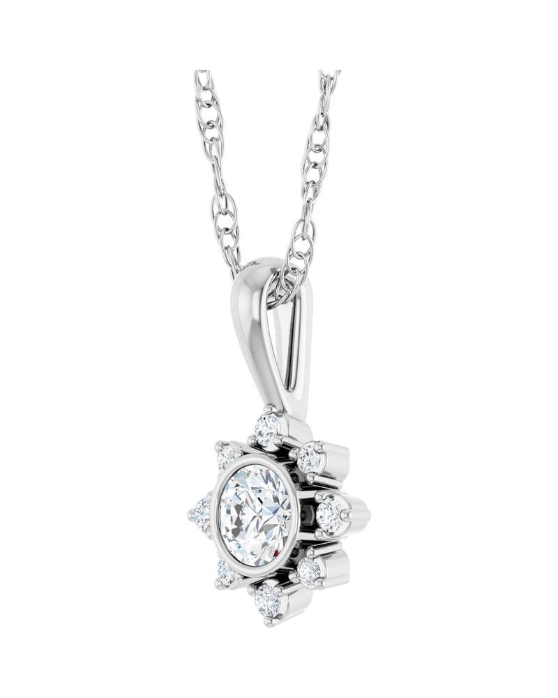 Colar Halo em Ouro 14k com Diamantes de Laboratório – Modelo 3