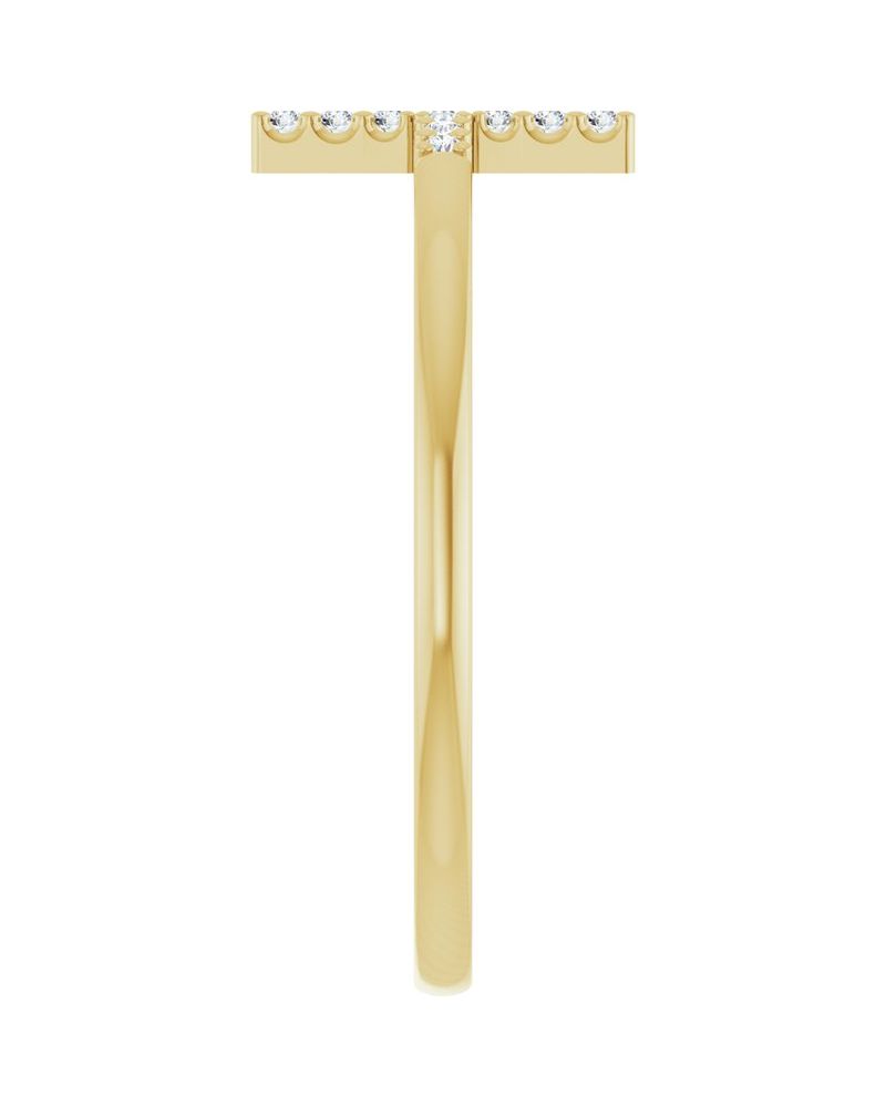 Anel Cruz Horizontal em Ouro 14k com Diamantes de Laboratório