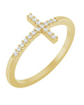 Anel Cruz Horizontal em Ouro 14k com Diamantes Naturais – Modelo 2