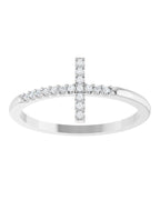 Anel Cruz Horizontal em Ouro 14k com Diamantes Naturais – Modelo 2