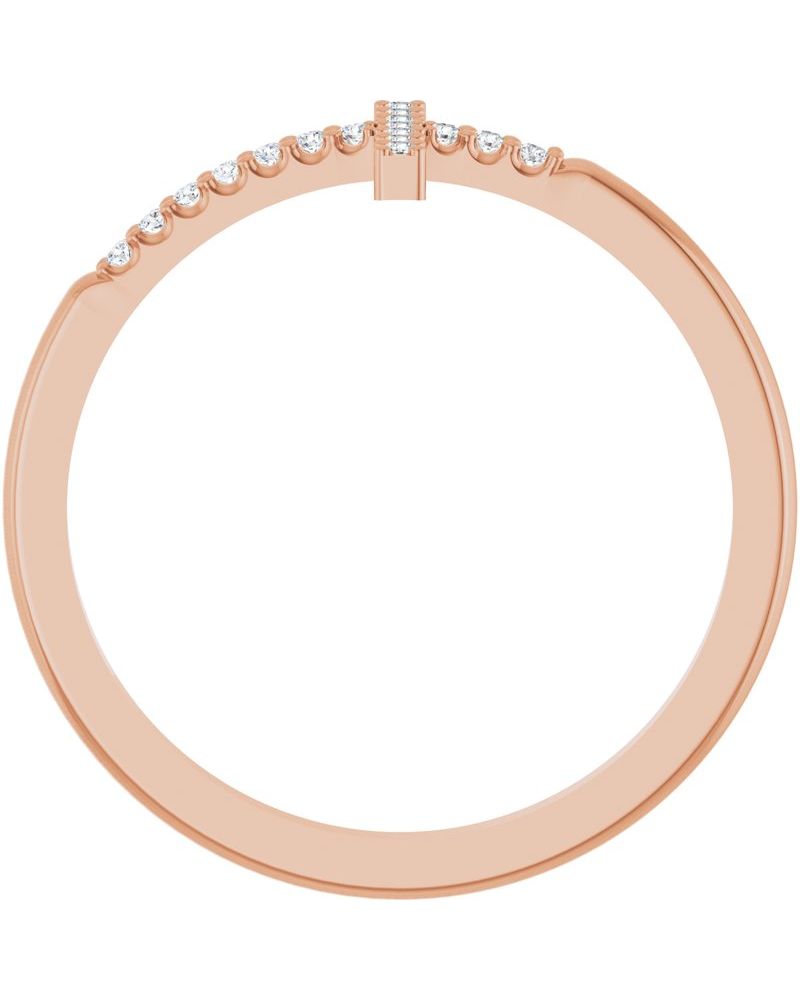 Anel Cruz Horizontal em Ouro 14k com Diamantes Naturais – Modelo 2