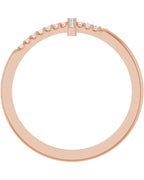 Anel Cruz Horizontal em Ouro 14k com Diamantes Naturais – Modelo 2