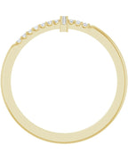 Anel Cruz Horizontal em Ouro 14k com Diamantes de Laboratório