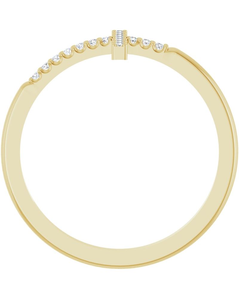 Anel Cruz Horizontal em Ouro 14k com Diamantes de Laboratório