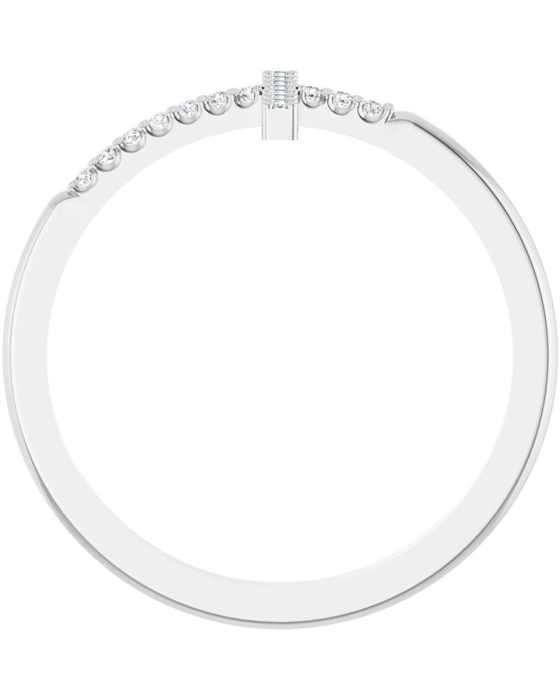 Anel Cruz Horizontal em Ouro 14k com Diamantes de Laboratório
