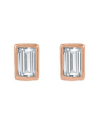 Brinco Ponto de Luz Baguete com Cravação Bezel em Ouro 14k com Diamantes de Laboratório – Modelo 2
