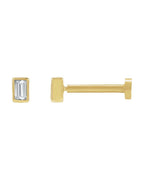 Brinco Ponto de Luz Baguete com Cravação Bezel em Ouro 14k com Diamantes de Laboratório – Modelo 2