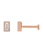 Brinco Ponto de Luz Baguete com Cravação Bezel em Ouro 14k com Diamantes de Laboratório – Modelo 2
