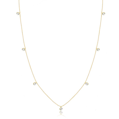 Gargantilha Corrt Vnz 9 Moissanites Rd 300MM 43CM — Ouro 10K