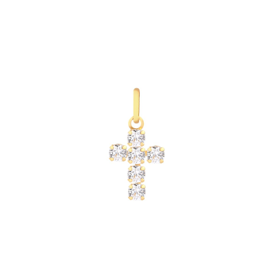 Pingente Crz 10MM Moissanite RD-230 — Ouro 10K