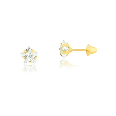 Brinco Estrela Zirconia 4MM — Ouro 10K