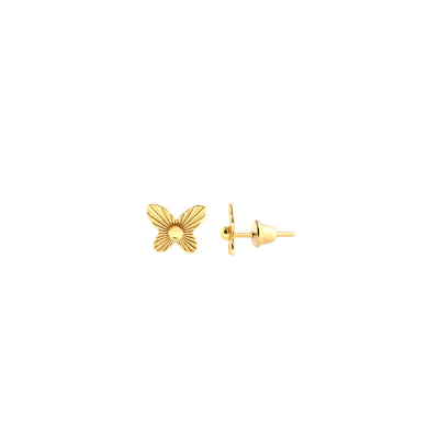 Brinco Borboleta Raiada 5MM Bolinha — Ouro 10K