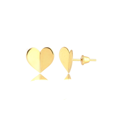 Brinco Coracao Dobrado 9MM — Ouro 10K