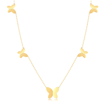 Gargantilha Borboletas Dobradas 45CM — Ouro 10K