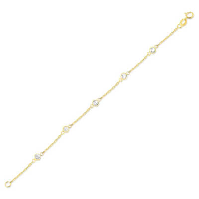 Pulseira 5RDD/3MM Branco Elo Clássico 13CM — Ouro 10K