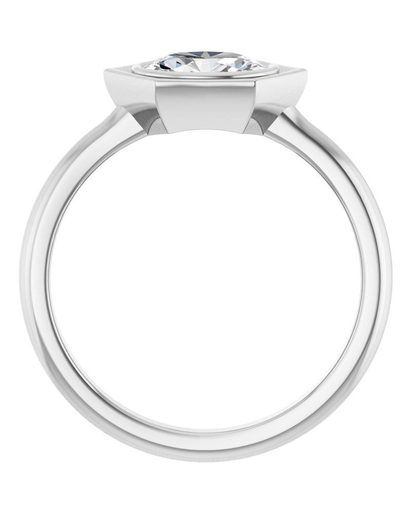 Anel Geométrico Solitário com Cravação Bezel em Ouro 14k com Diamantes de Laboratório