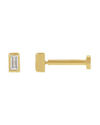Brinco Ponto de Luz Baguete com Cravação Bezel em Ouro 14k com Diamantes de Laboratório – Modelo 2
