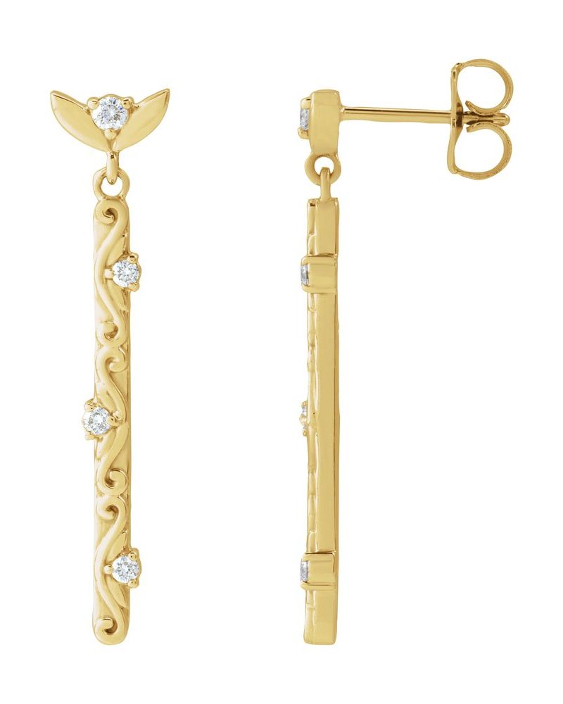 Brinco Vintage em Ouro 14k com Diamantes Naturais – Modelo 3