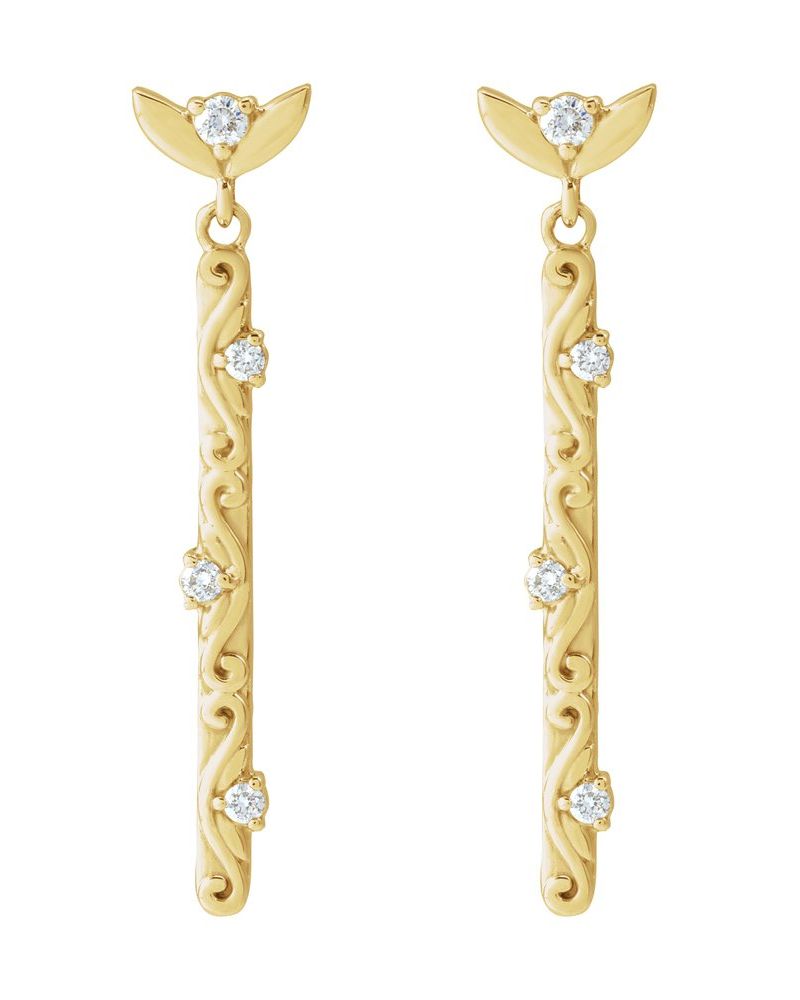 Brinco Vintage em Ouro 14k com Diamantes Naturais – Modelo 3