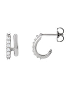 Brinco de Aro Duplo Empilhado Cravejado em Ouro 14k com Diamantes Naturais