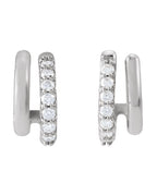 Brinco de Aro Duplo Empilhado Cravejado em Ouro 14k com Diamantes Naturais