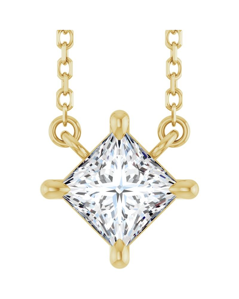Colar Solitário Garras Pontudas em Ouro 14k com Diamantes de Laboratório