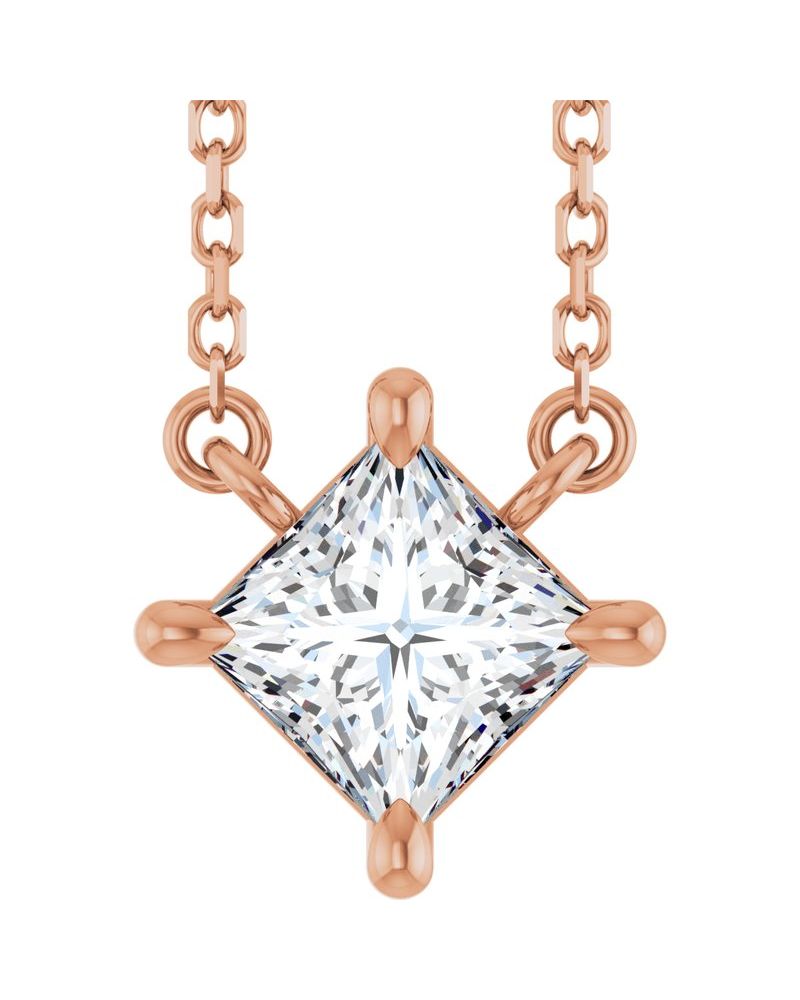 Colar Solitário Garras Pontudas em Ouro 14k com Diamantes de Laboratório