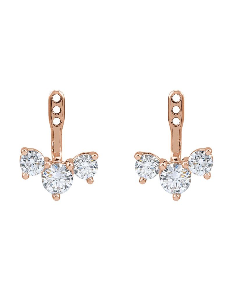 Jaqueta para Brinco Três Pedras em Ouro 14k com Diamantes de Laboratório