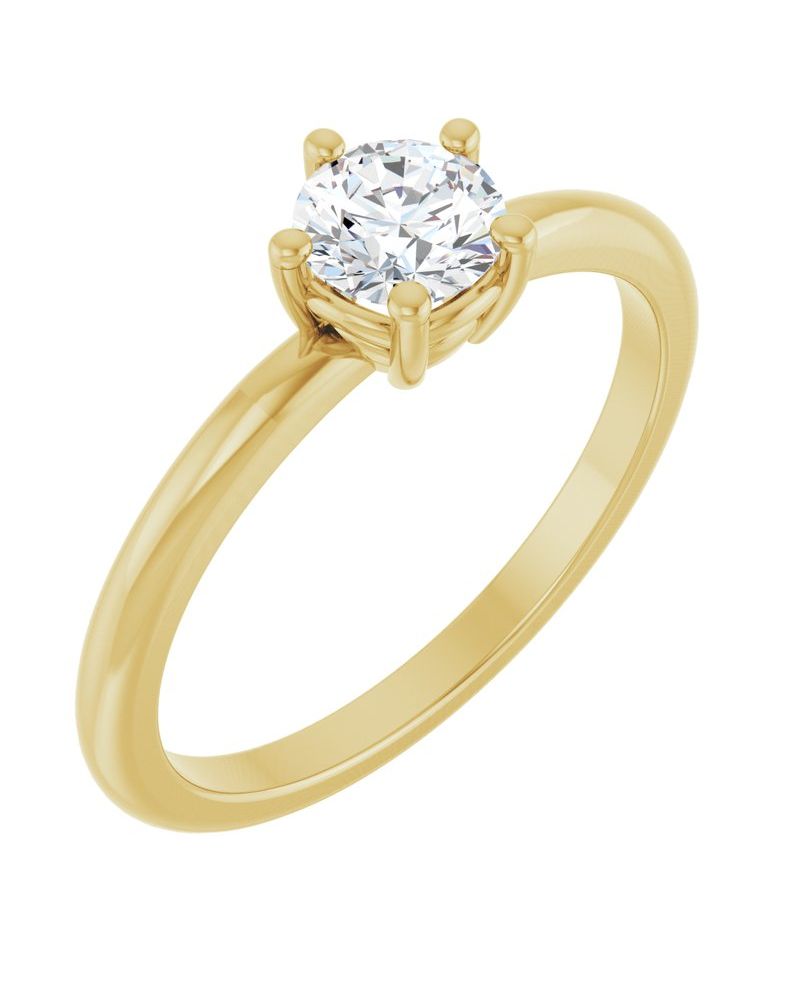 Anel Solitário em Ouro 14k com Diamantes de Laboratório – Modelo 3