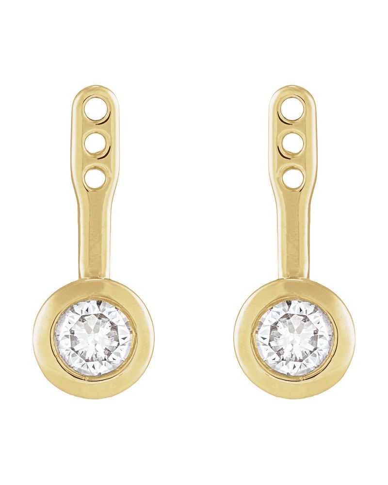 Jaqueta para Brinco com Cravação Bezel em Ouro 14k com Diamantes de Laboratório