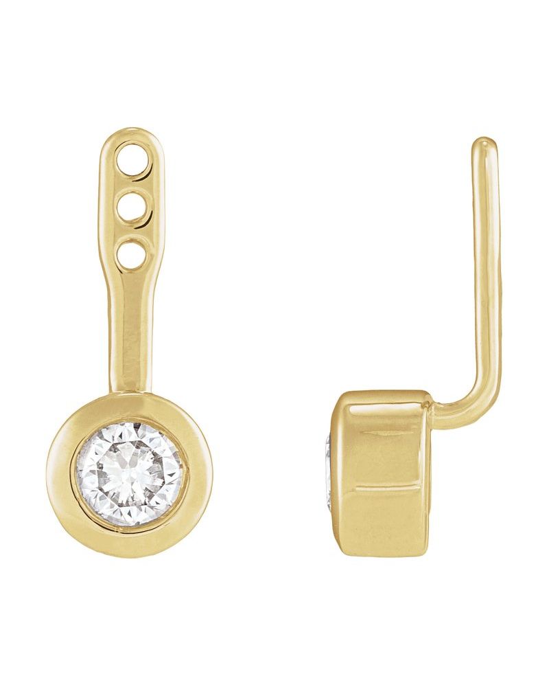 Jaqueta para Brinco com Cravação Bezel em Ouro 14k com Diamantes de Laboratório