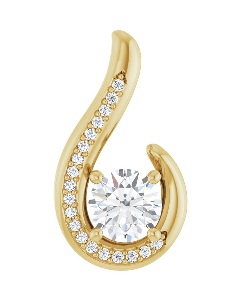 Pingente Orgânico Cravejado em Ouro 14k com Diamantes de Laboratório