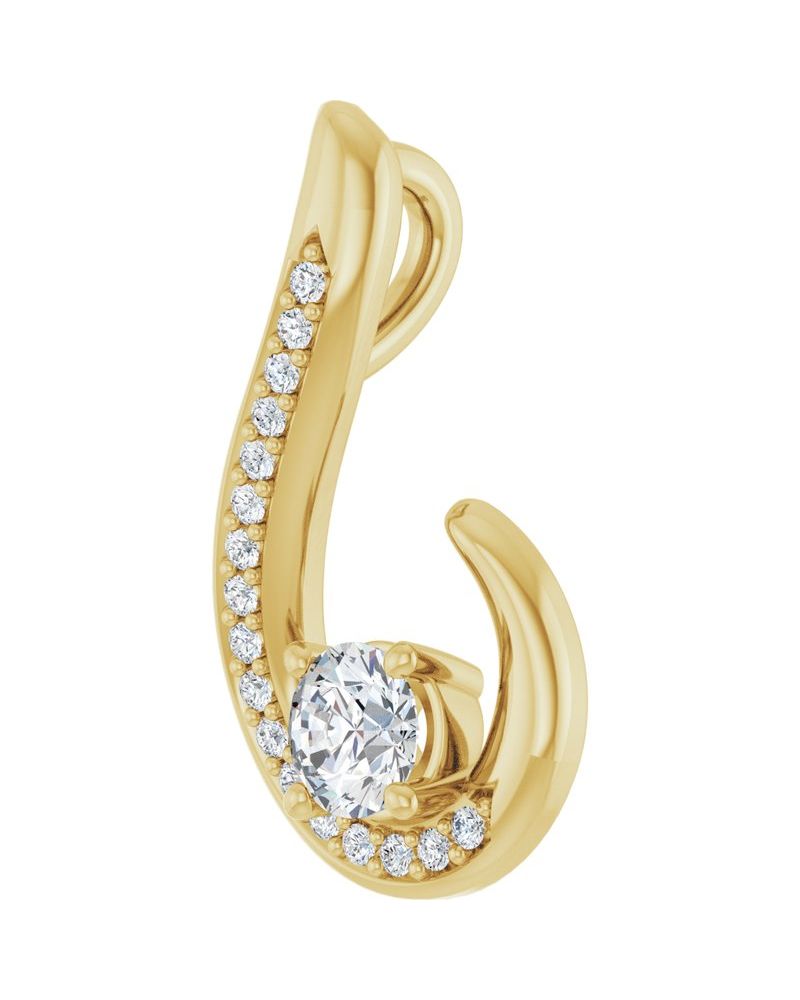 Pingente Orgânico Cravejado em Ouro 14k com Diamantes de Laboratório